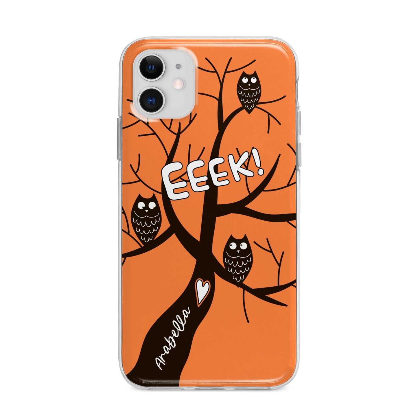 Personalised Halloween Tree Apple iPhone 11 in White with Bumper Case