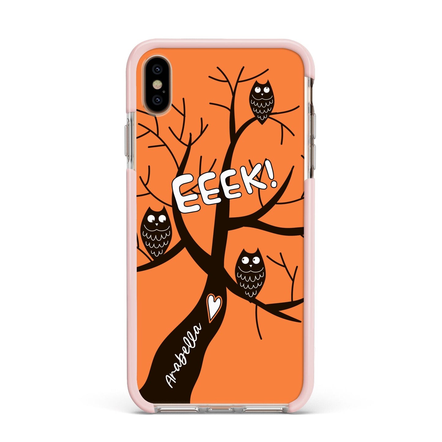 Personalised Halloween Tree Apple iPhone Xs Max Impact Case Pink Edge on Gold Phone