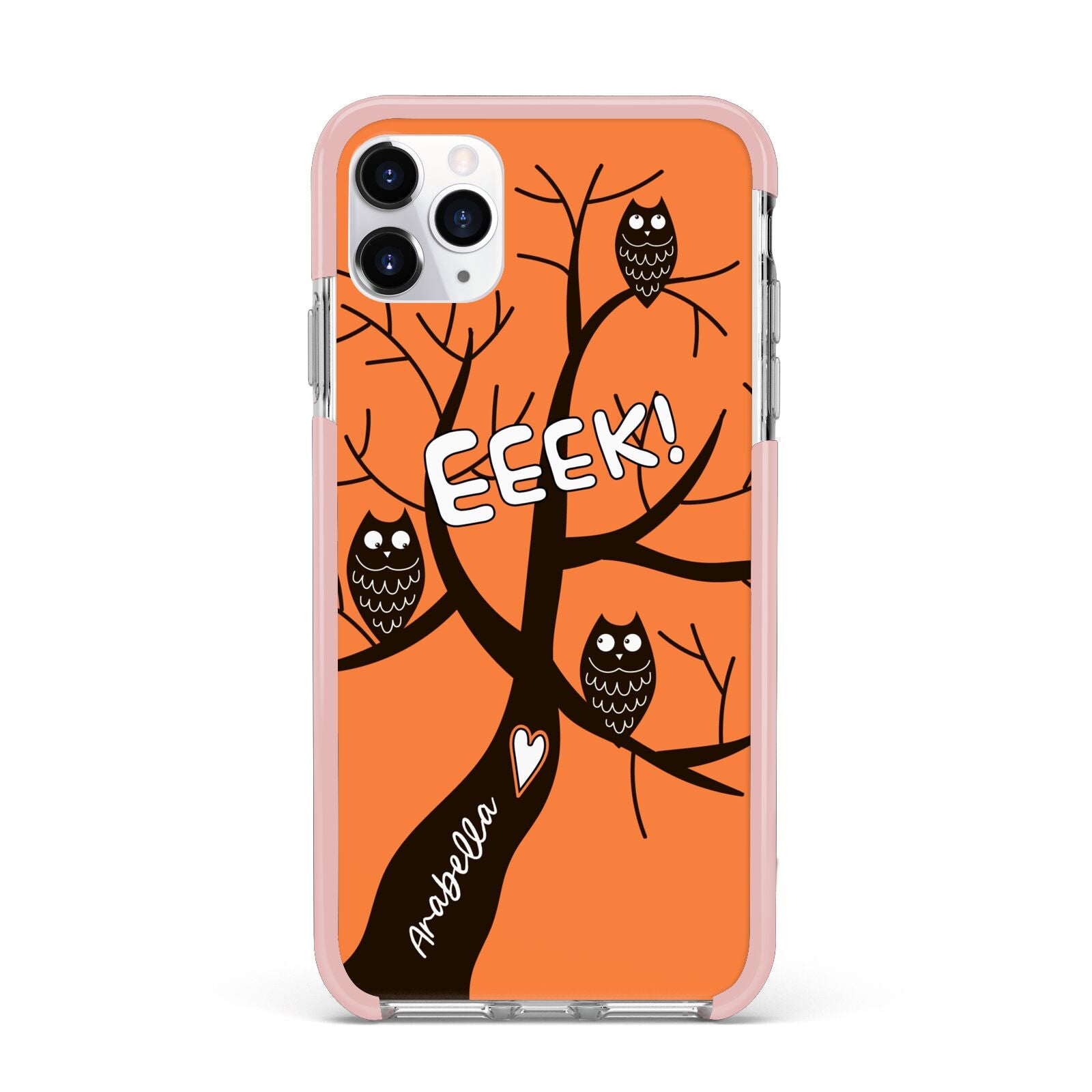 Personalised Halloween Tree iPhone 11 Pro Max Impact Pink Edge Case