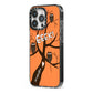 Personalised Halloween Tree iPhone 13 Pro Black Impact Case Side Angle on Silver phone