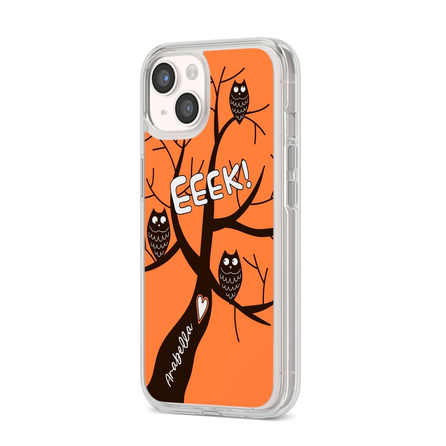 Personalised Halloween Tree iPhone 14 Clear Tough Case Starlight Angled Image
