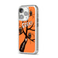 Personalised Halloween Tree iPhone 14 Pro Clear Tough Case Silver Angled Image