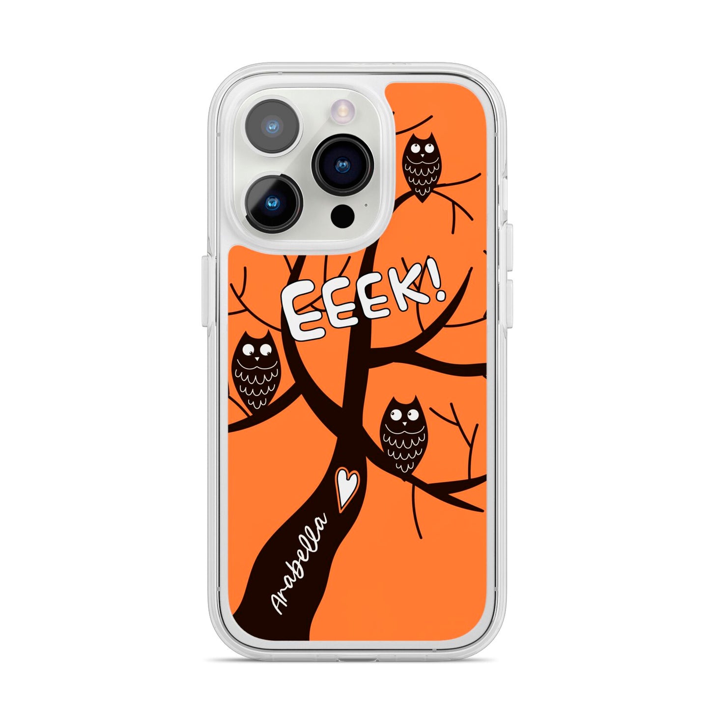 Personalised Halloween Tree iPhone 14 Pro Clear Tough Case Silver