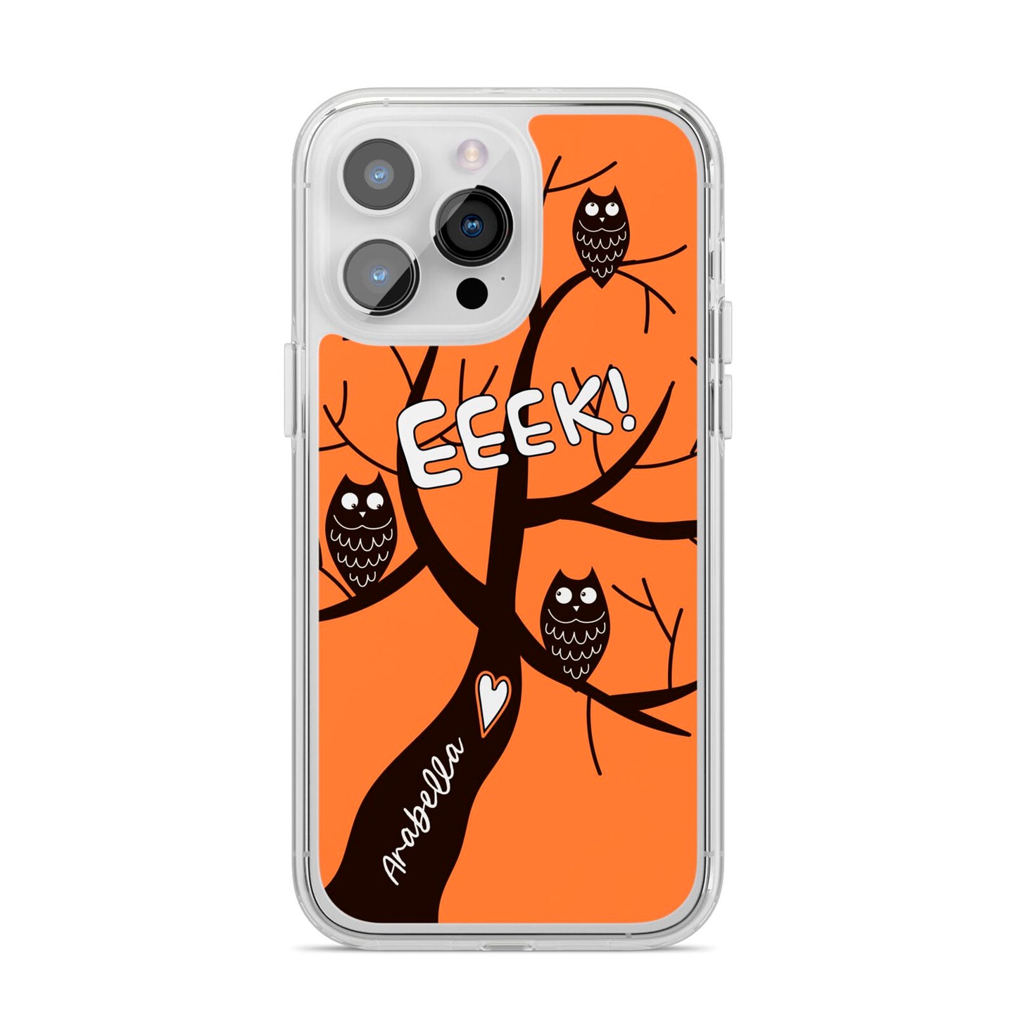 Personalised Halloween Tree iPhone 14 Pro Max Clear Tough Case Silver