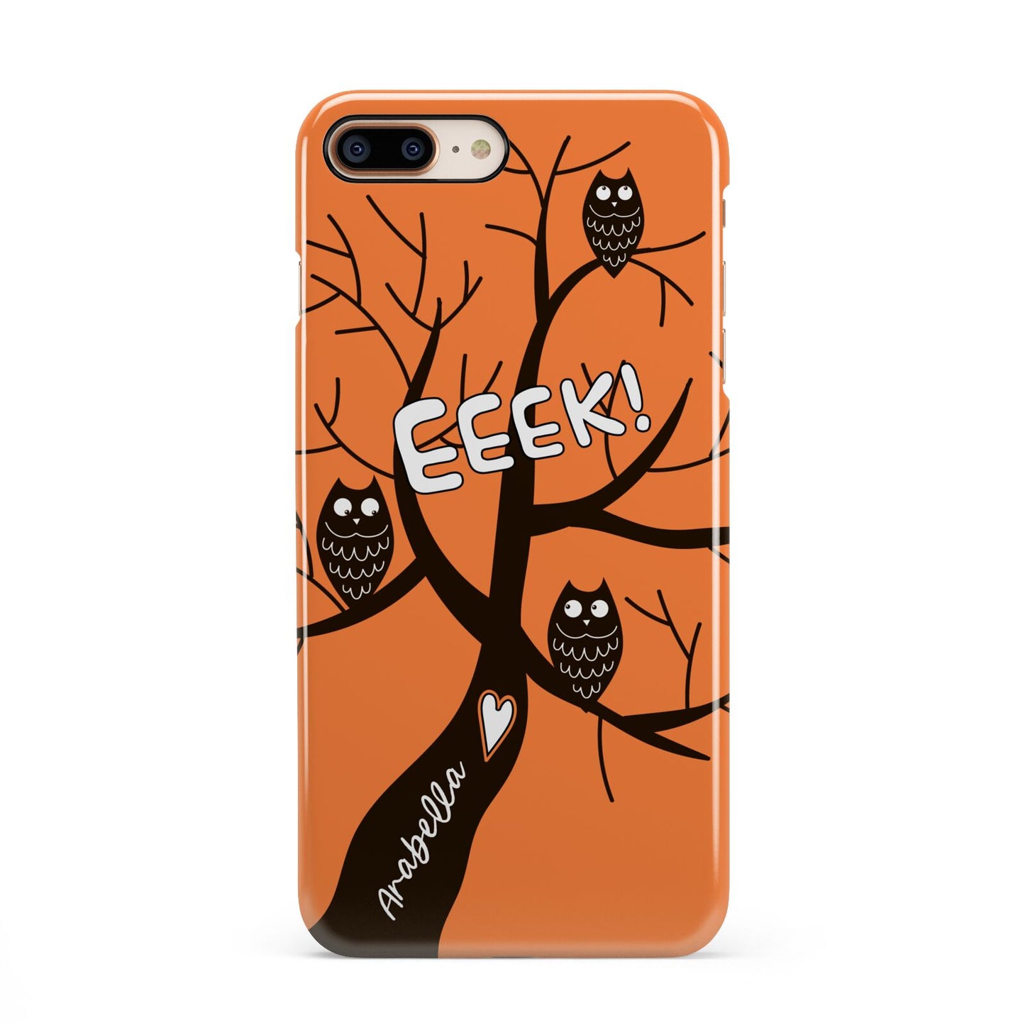 Personalised Halloween Tree iPhone 8 Plus 3D Snap Case on Gold Phone