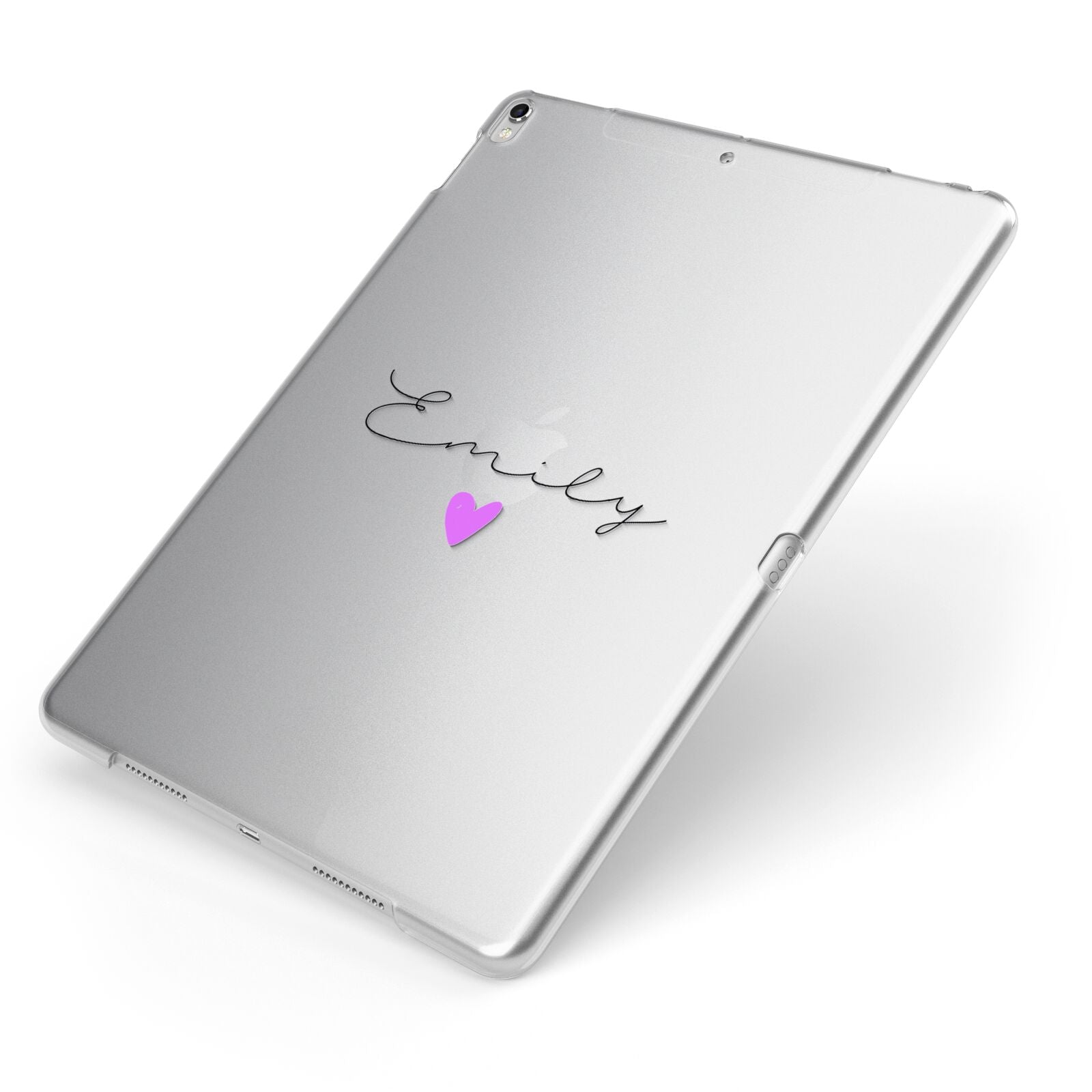 Personalised Handwritten Name Heart Clear Custom Apple iPad Case on Silver iPad Side View
