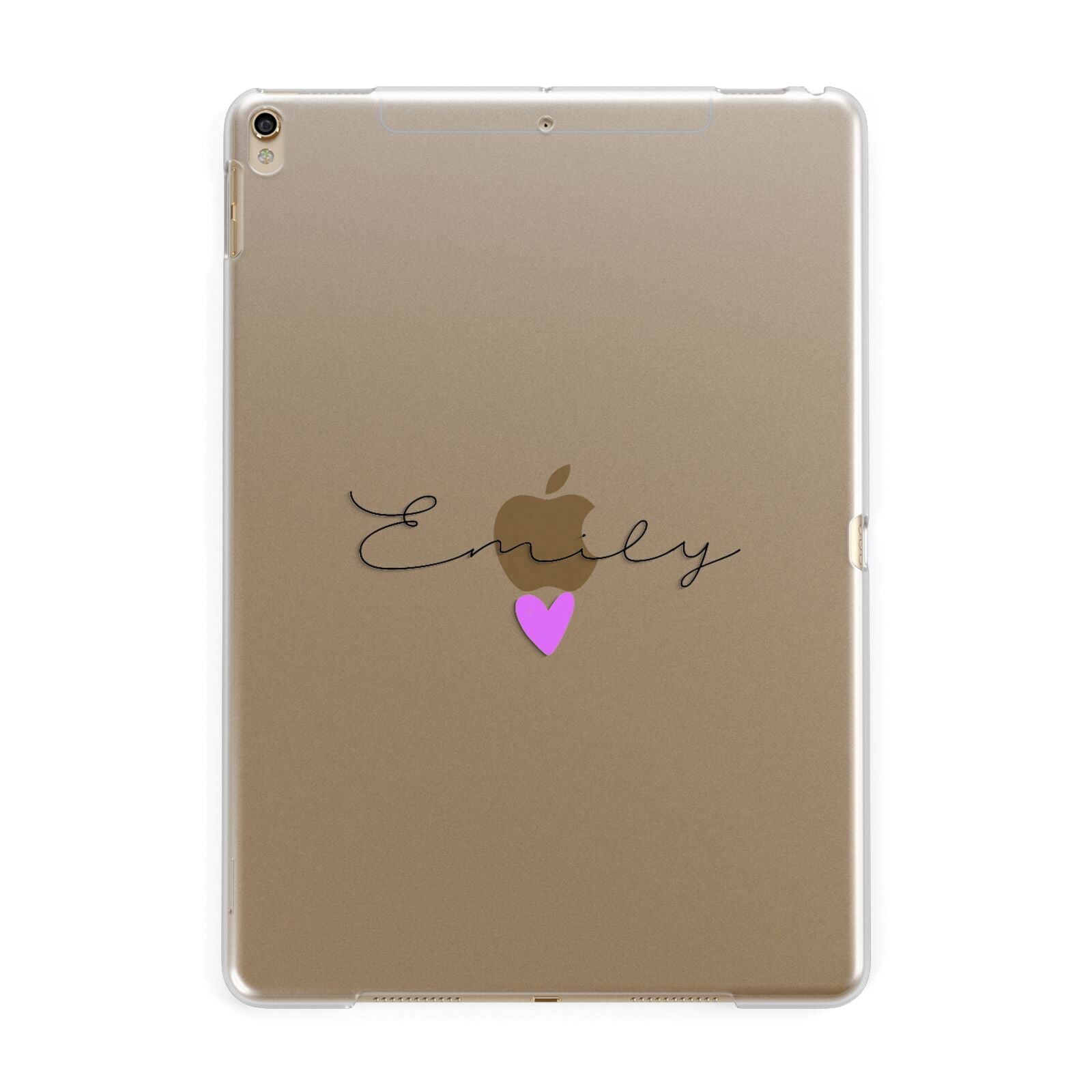 Personalised Handwritten Name Heart Clear Custom Apple iPad Gold Case