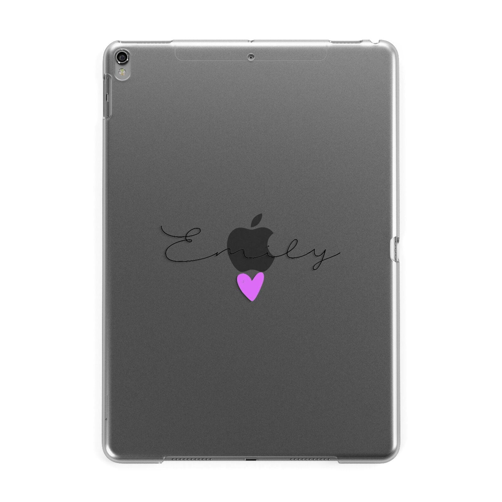 Personalised Handwritten Name Heart Clear Custom Apple iPad Grey Case
