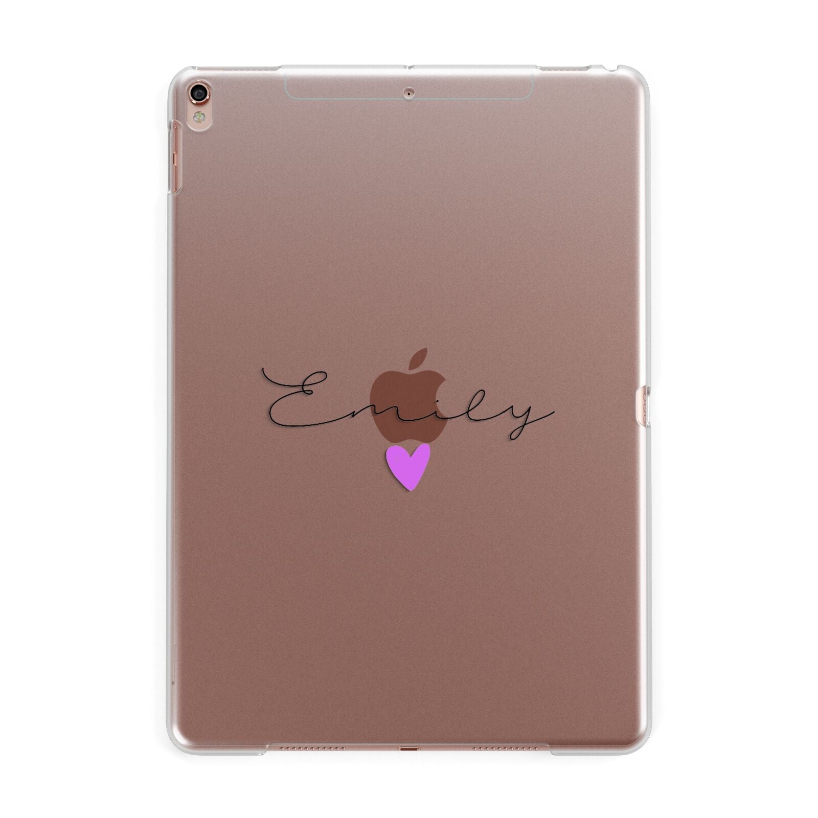 Personalised Handwritten Name Heart Clear Custom Apple iPad Rose Gold Case