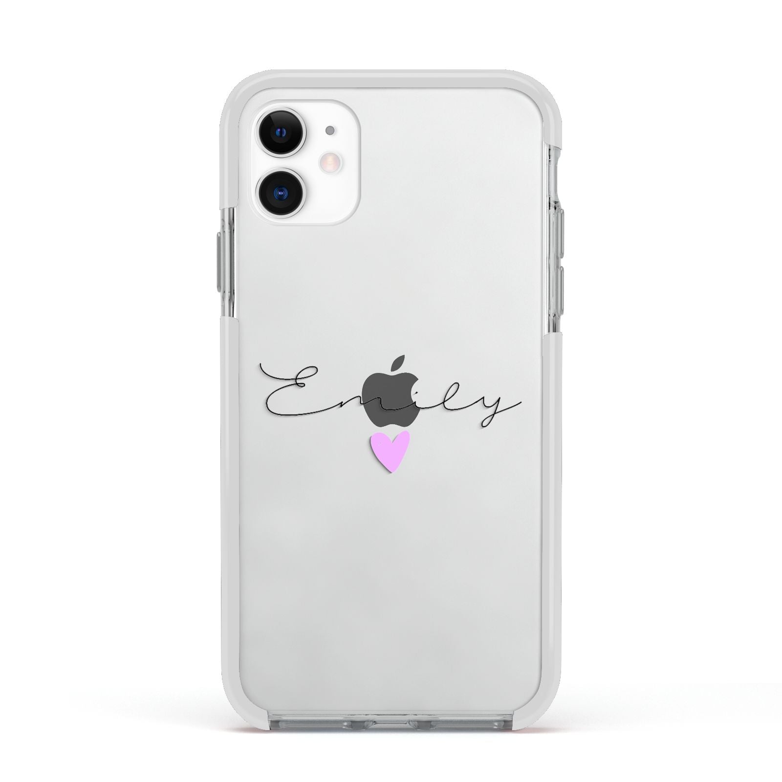 Personalised Handwritten Name Heart Clear Custom Apple iPhone 11 in White with White Impact Case