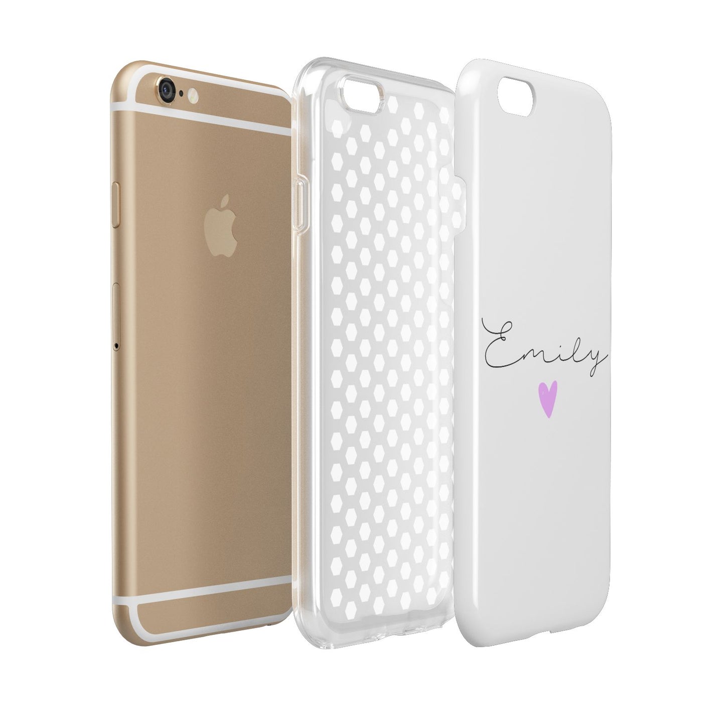 Personalised Handwritten Name Heart Clear Custom Apple iPhone 6 3D Tough Case Expanded view