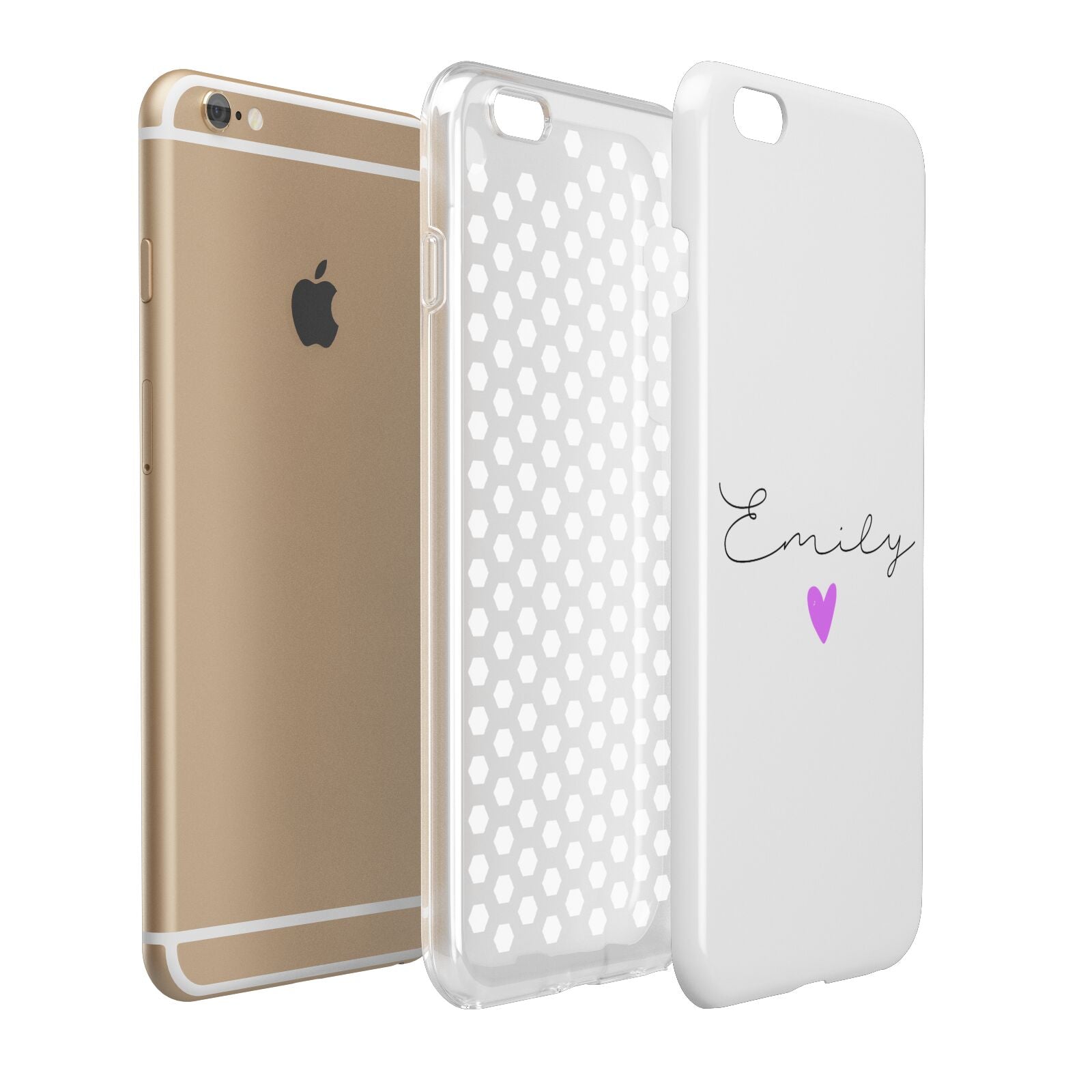 Personalised Handwritten Name Heart Clear Custom Apple iPhone 6 Plus 3D Tough Case Expand Detail Image