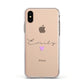 Personalised Handwritten Name Heart Clear Custom Apple iPhone Xs Impact Case White Edge on Gold Phone