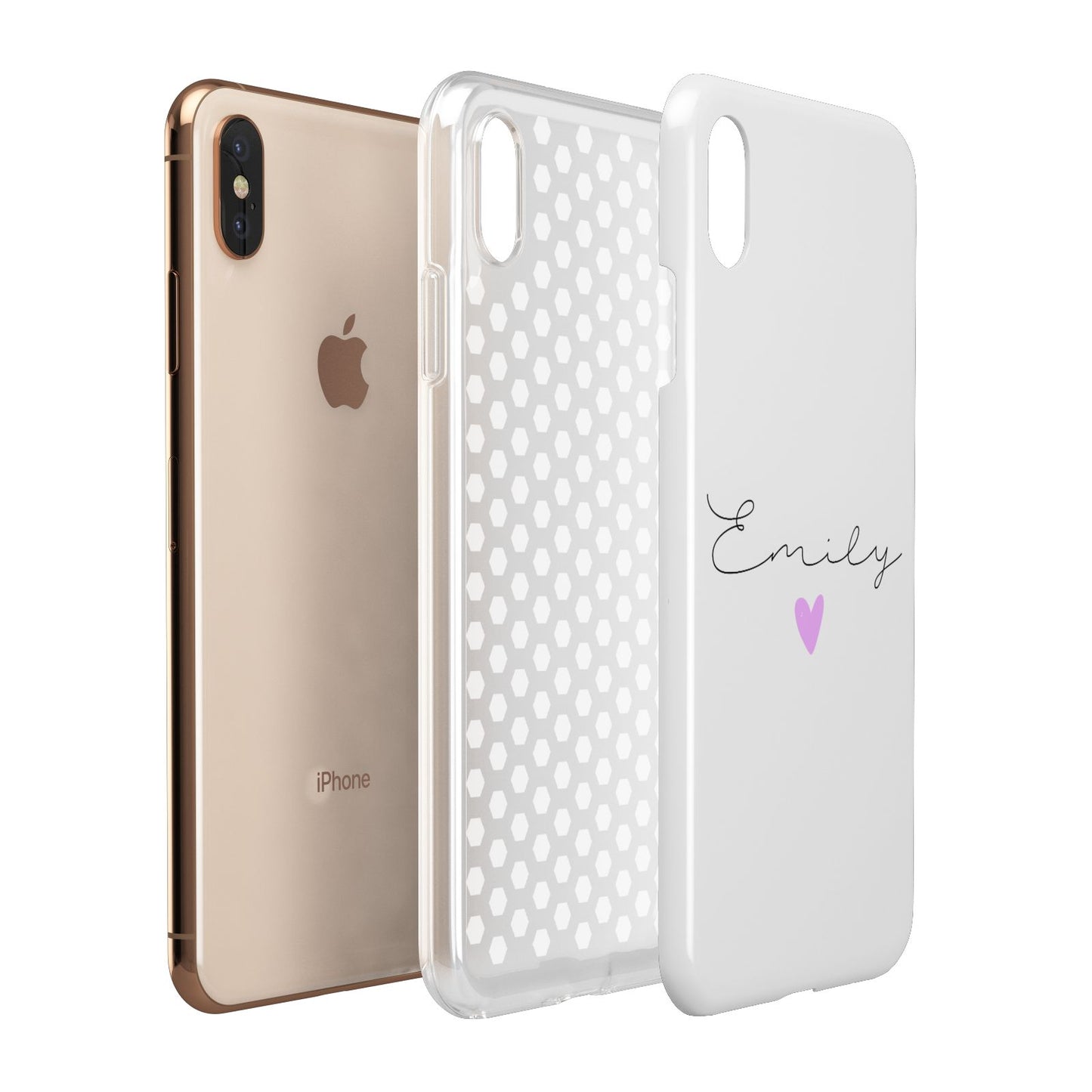 Personalised Handwritten Name Heart Clear Custom Apple iPhone Xs Max 3D Tough Case Expanded View