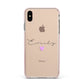 Personalised Handwritten Name Heart Clear Custom Apple iPhone Xs Max Impact Case Pink Edge on Gold Phone