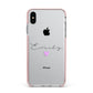 Personalised Handwritten Name Heart Clear Custom Apple iPhone Xs Max Impact Case Pink Edge on Silver Phone