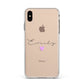 Personalised Handwritten Name Heart Clear Custom Apple iPhone Xs Max Impact Case White Edge on Gold Phone