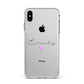 Personalised Handwritten Name Heart Clear Custom Apple iPhone Xs Max Impact Case White Edge on Silver Phone