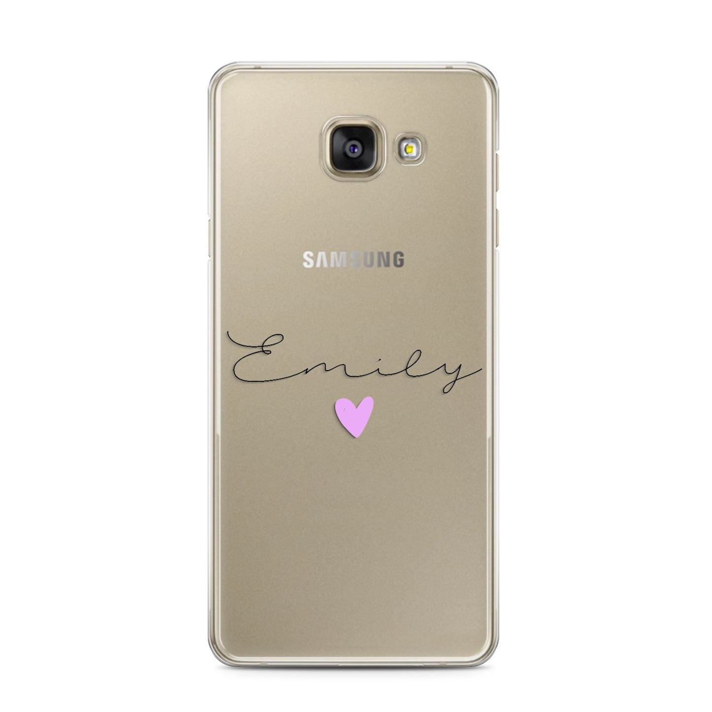 Personalised Handwritten Name Heart Clear Custom Samsung Galaxy A3 2016 Case on gold phone