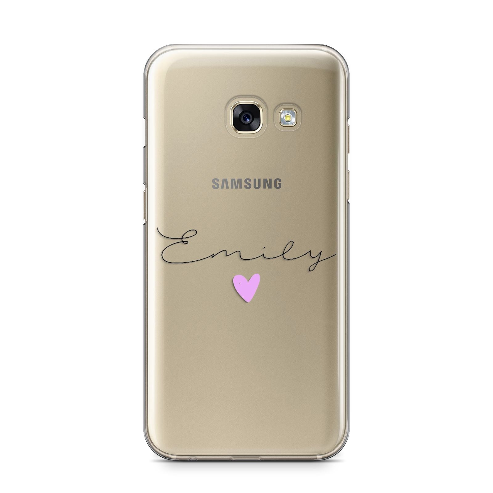 Personalised Handwritten Name Heart Clear Custom Samsung Galaxy A3 2017 Case on gold phone