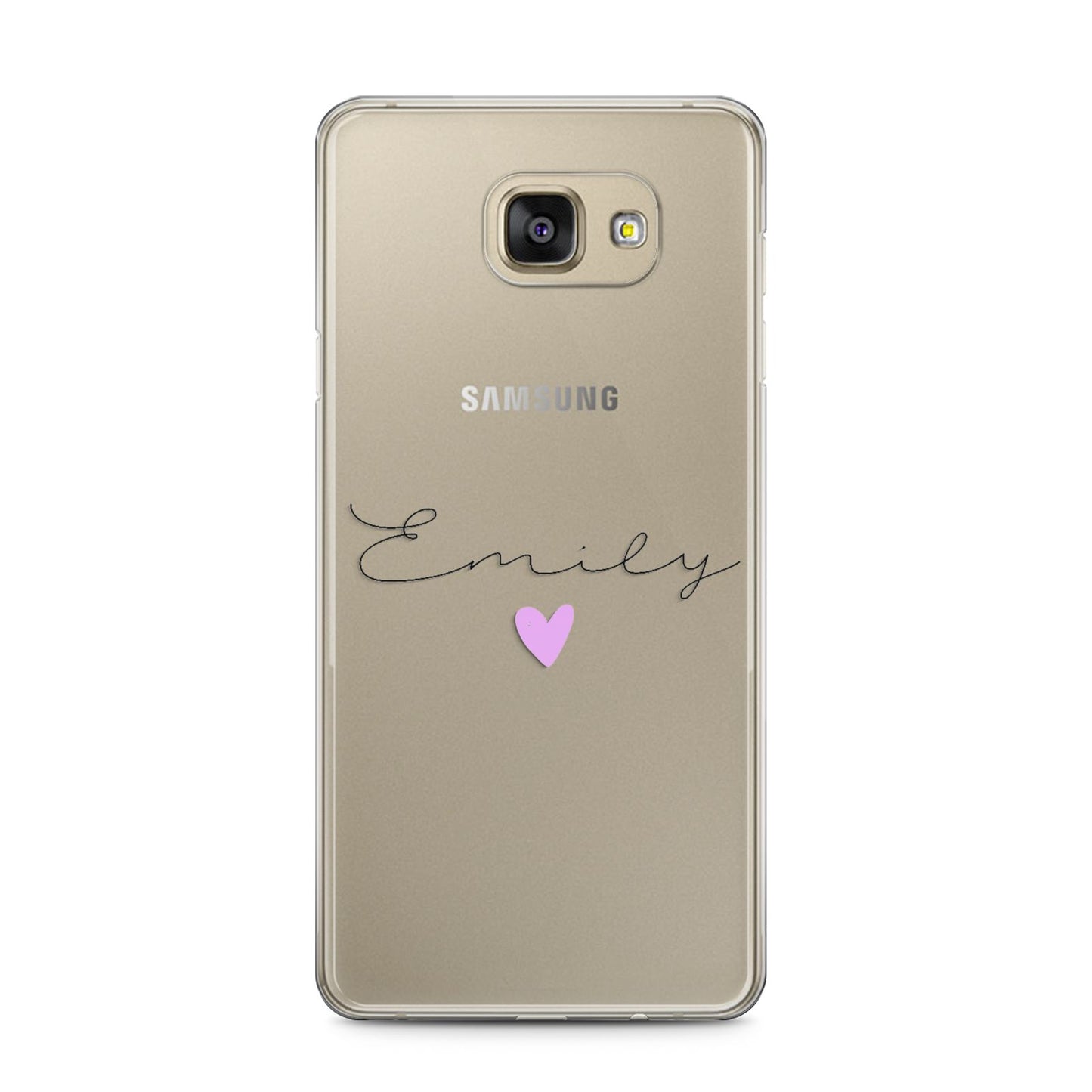 Personalised Handwritten Name Heart Clear Custom Samsung Galaxy A5 2016 Case on gold phone