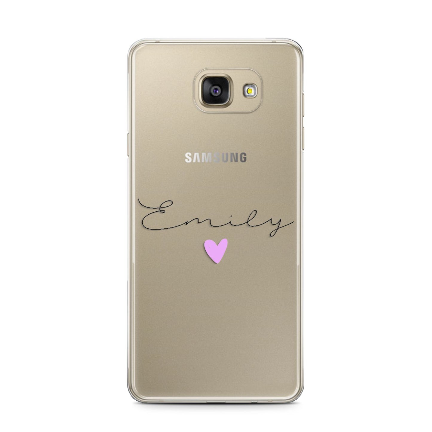 Personalised Handwritten Name Heart Clear Custom Samsung Galaxy A7 2016 Case on gold phone
