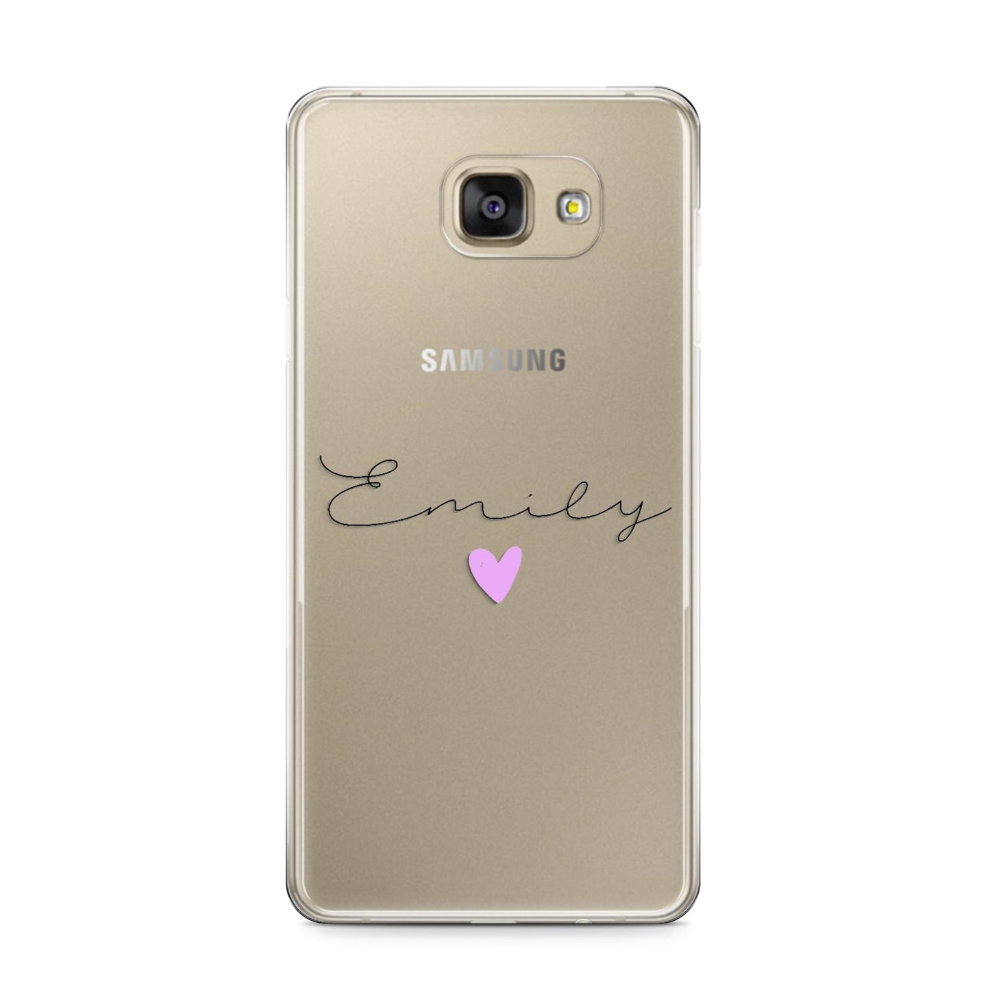 Personalised Handwritten Name Heart Clear Custom Samsung Galaxy A9 2016 Case on gold phone