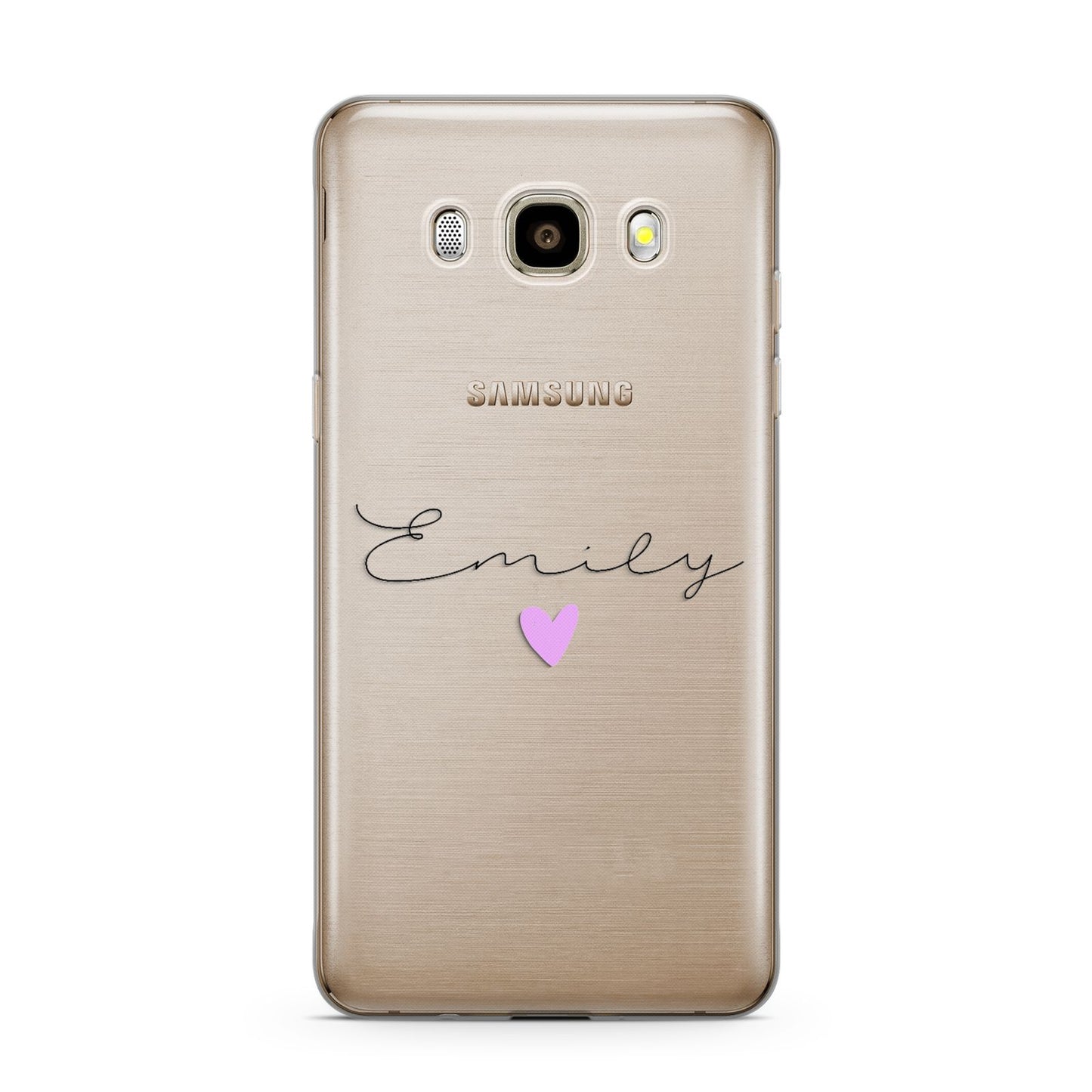 Personalised Handwritten Name Heart Clear Custom Samsung Galaxy J7 2016 Case on gold phone