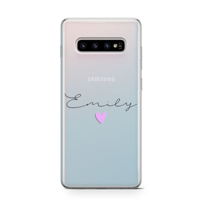 Personalised Handwritten Name Heart Clear Custom Samsung Galaxy S10 Case