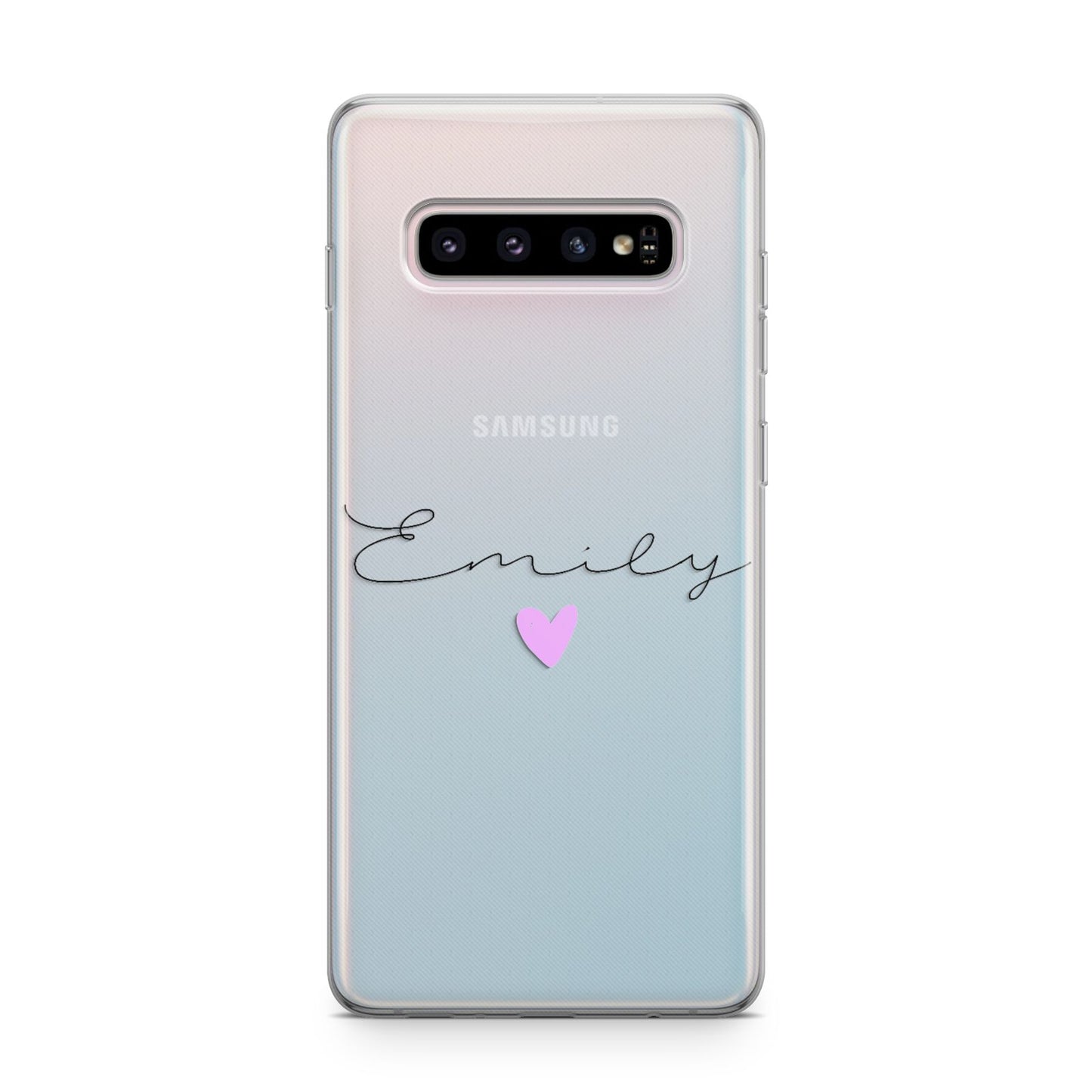 Personalised Handwritten Name Heart Clear Custom Samsung Galaxy S10 Plus Case