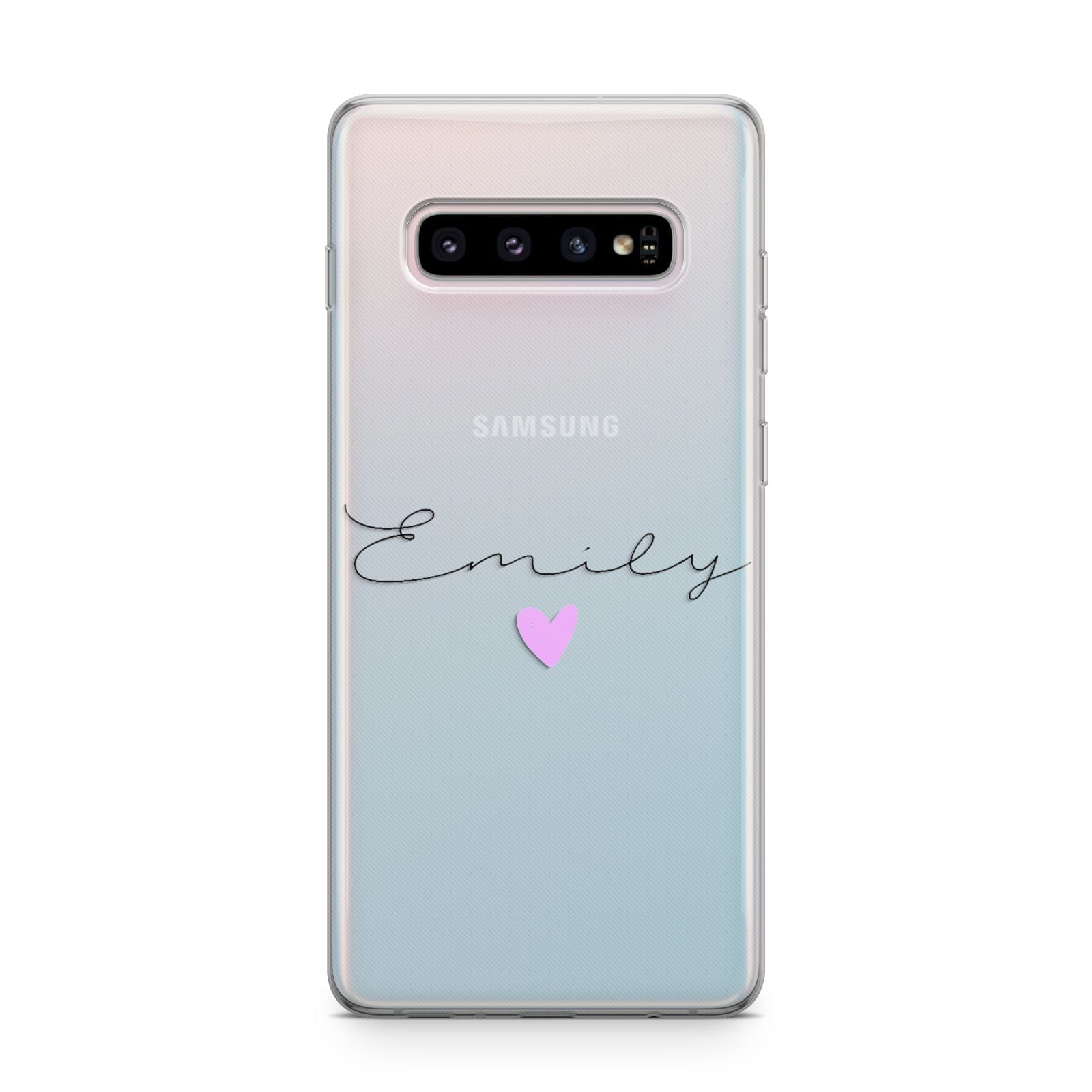 Personalised Handwritten Name Heart Clear Custom Samsung Galaxy S10 Plus Case