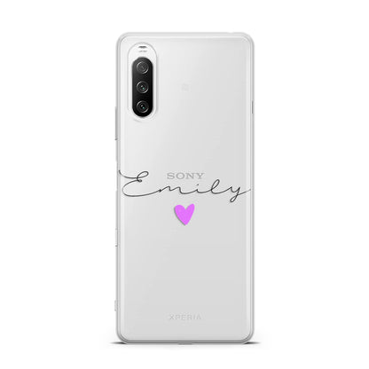 Personalised Handwritten Name Heart Clear Custom Sony Xperia 10 III Case