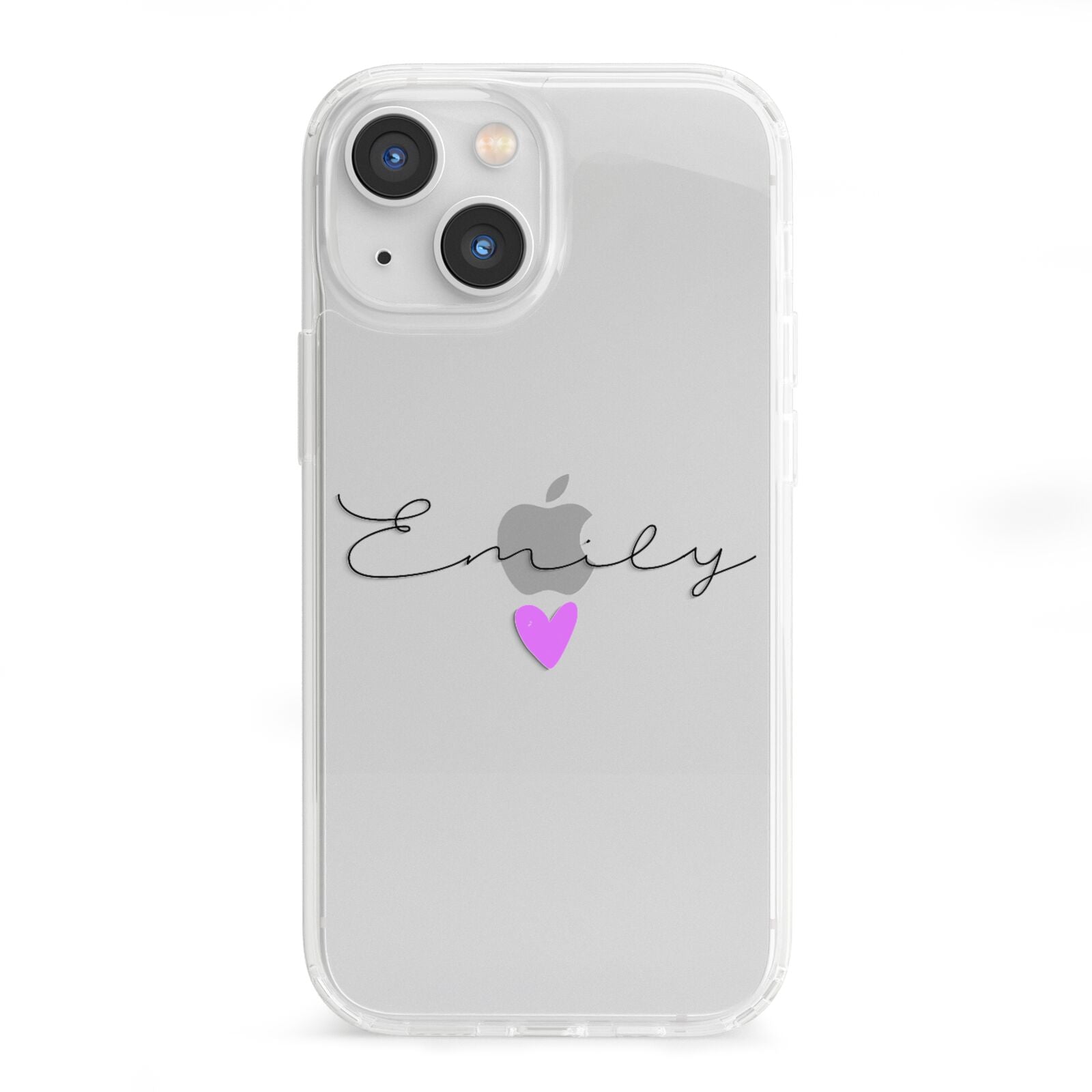 Personalised Handwritten Name Heart Clear Custom iPhone 13 Mini Clear Bumper Case