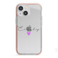 Personalised Handwritten Name Heart Clear Custom iPhone 13 Mini TPU Impact Case with Pink Edges