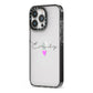 Personalised Handwritten Name Heart Clear Custom iPhone 13 Pro Black Impact Case Side Angle on Silver phone