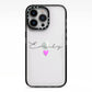 Personalised Handwritten Name Heart Clear Custom iPhone 13 Pro Black Impact Case on Silver phone
