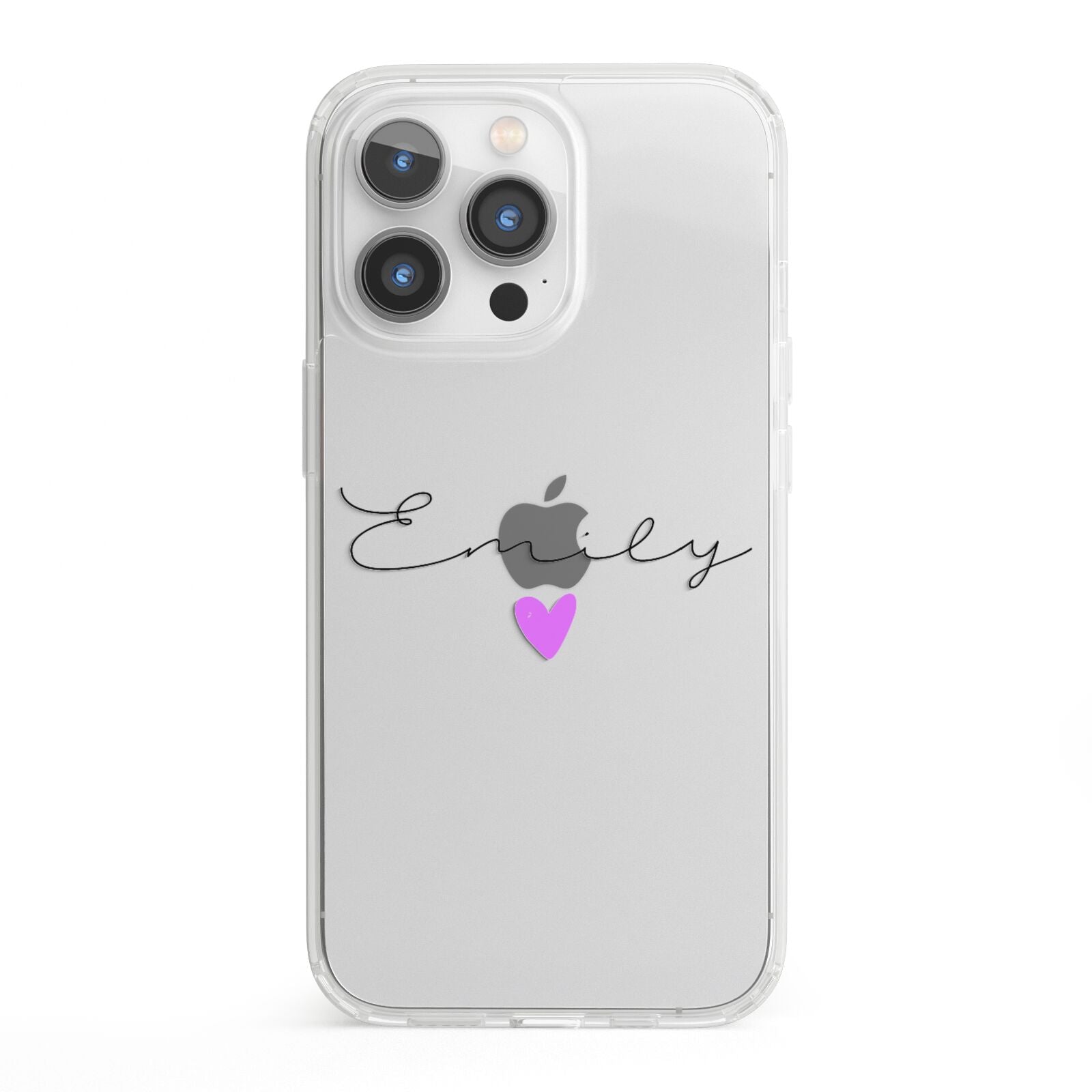 Personalised Handwritten Name Heart Clear Custom iPhone 13 Pro Clear Bumper Case