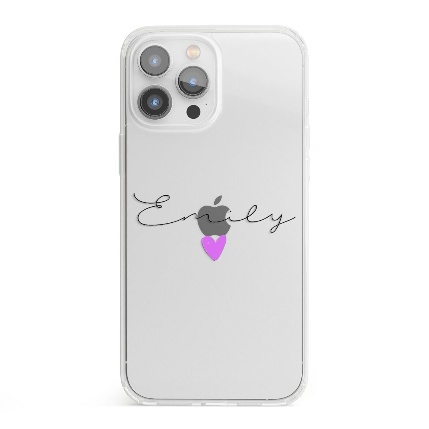 Personalised Handwritten Name Heart Clear Custom iPhone 13 Pro Max Clear Bumper Case