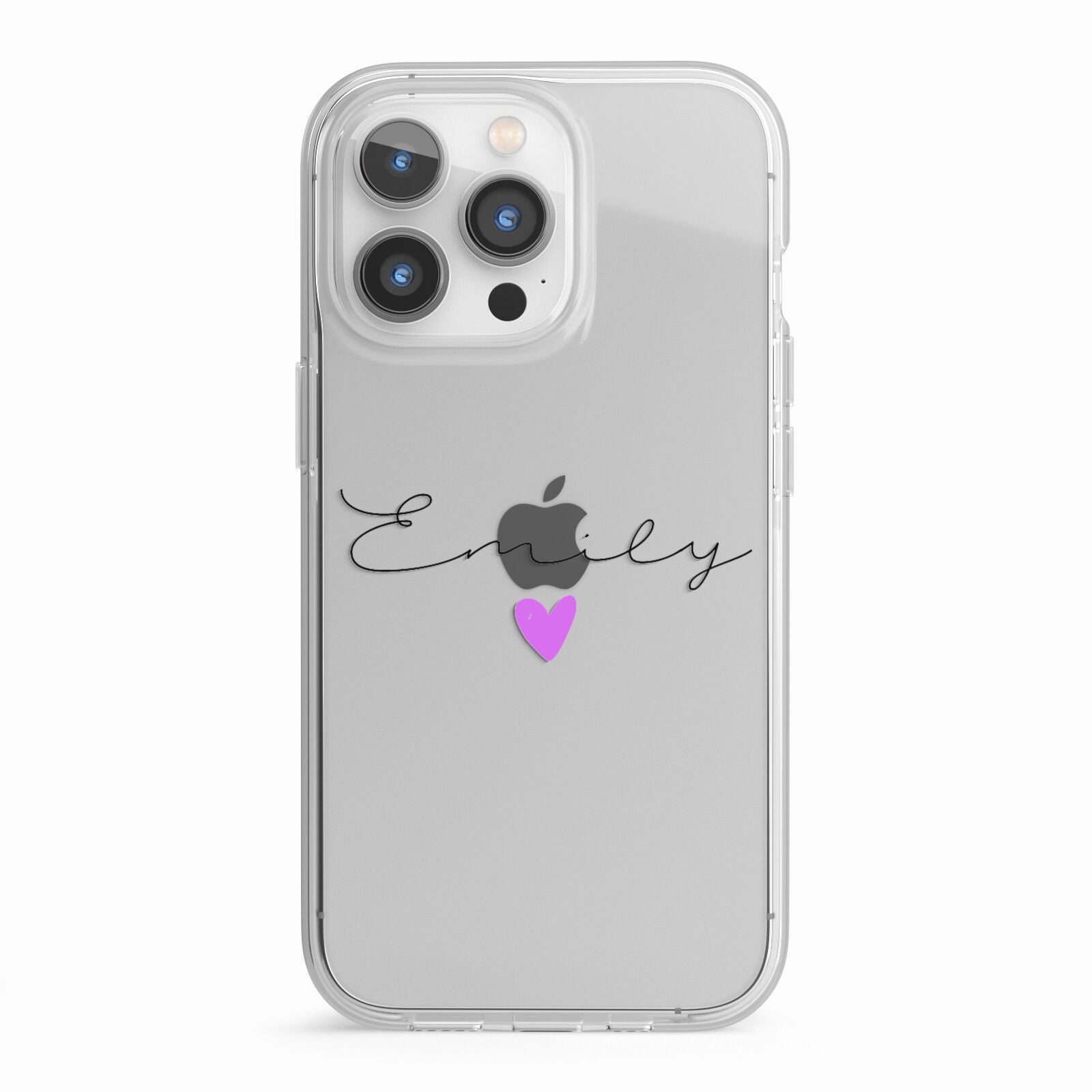 Personalised Handwritten Name Heart Clear Custom iPhone 13 Pro TPU Impact Case with White Edges