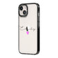 Personalised Handwritten Name Heart Clear Custom iPhone 14 Black Impact Case Side Angle on Silver phone