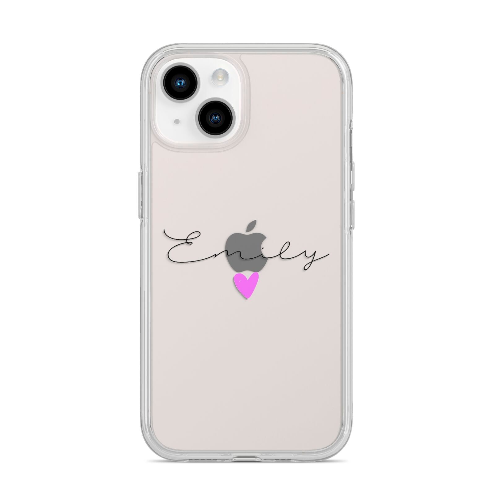 Personalised Handwritten Name Heart Clear Custom iPhone 14 Clear Tough Case Starlight