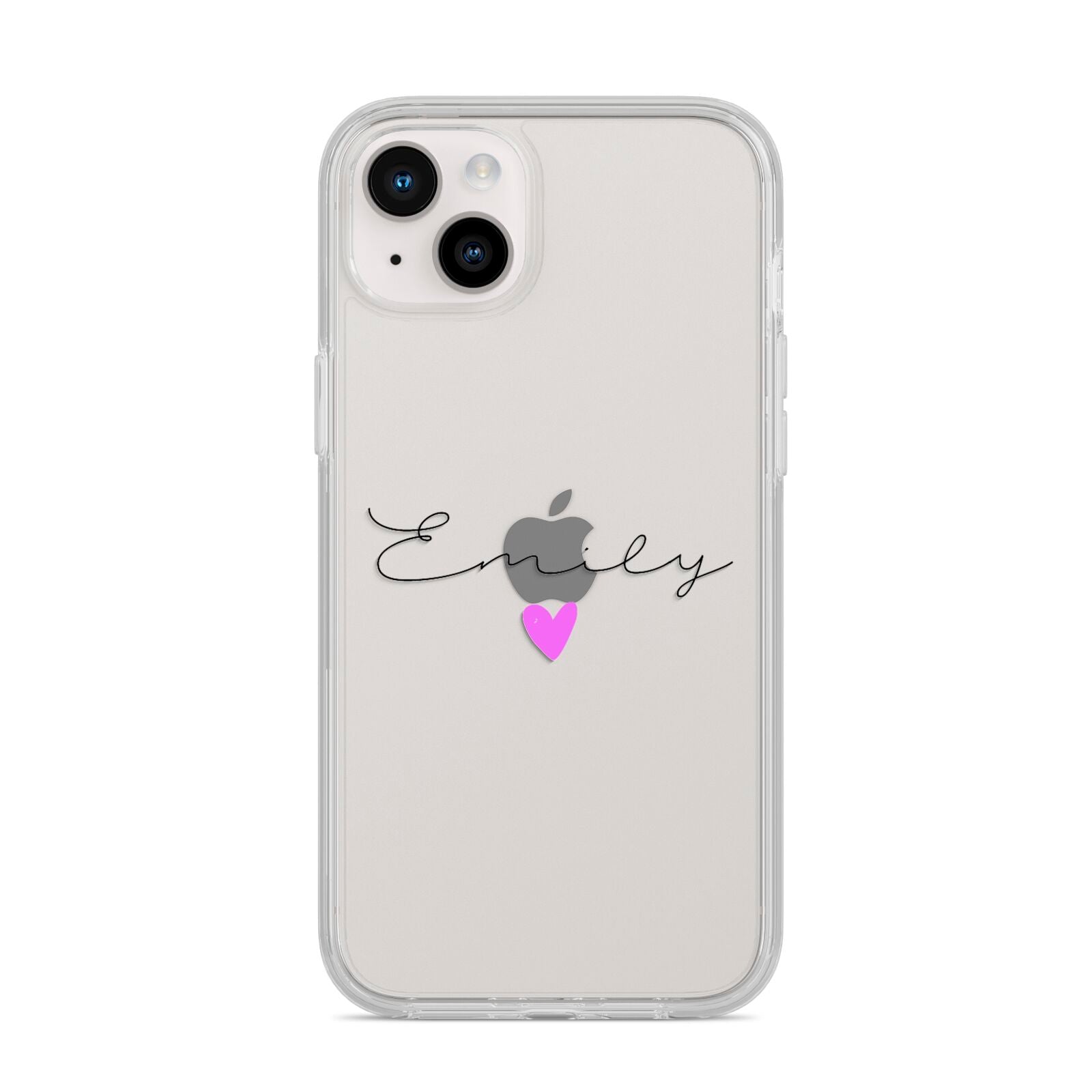 Personalised Handwritten Name Heart Clear Custom iPhone 14 Plus Clear Tough Case Starlight