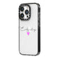 Personalised Handwritten Name Heart Clear Custom iPhone 14 Pro Black Impact Case Side Angle on Silver phone