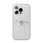Personalised Handwritten Name Heart Clear Custom iPhone 14 Pro Glitter Tough Case Silver