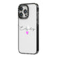 Personalised Handwritten Name Heart Clear Custom iPhone 14 Pro Max Black Impact Case Side Angle on Silver phone