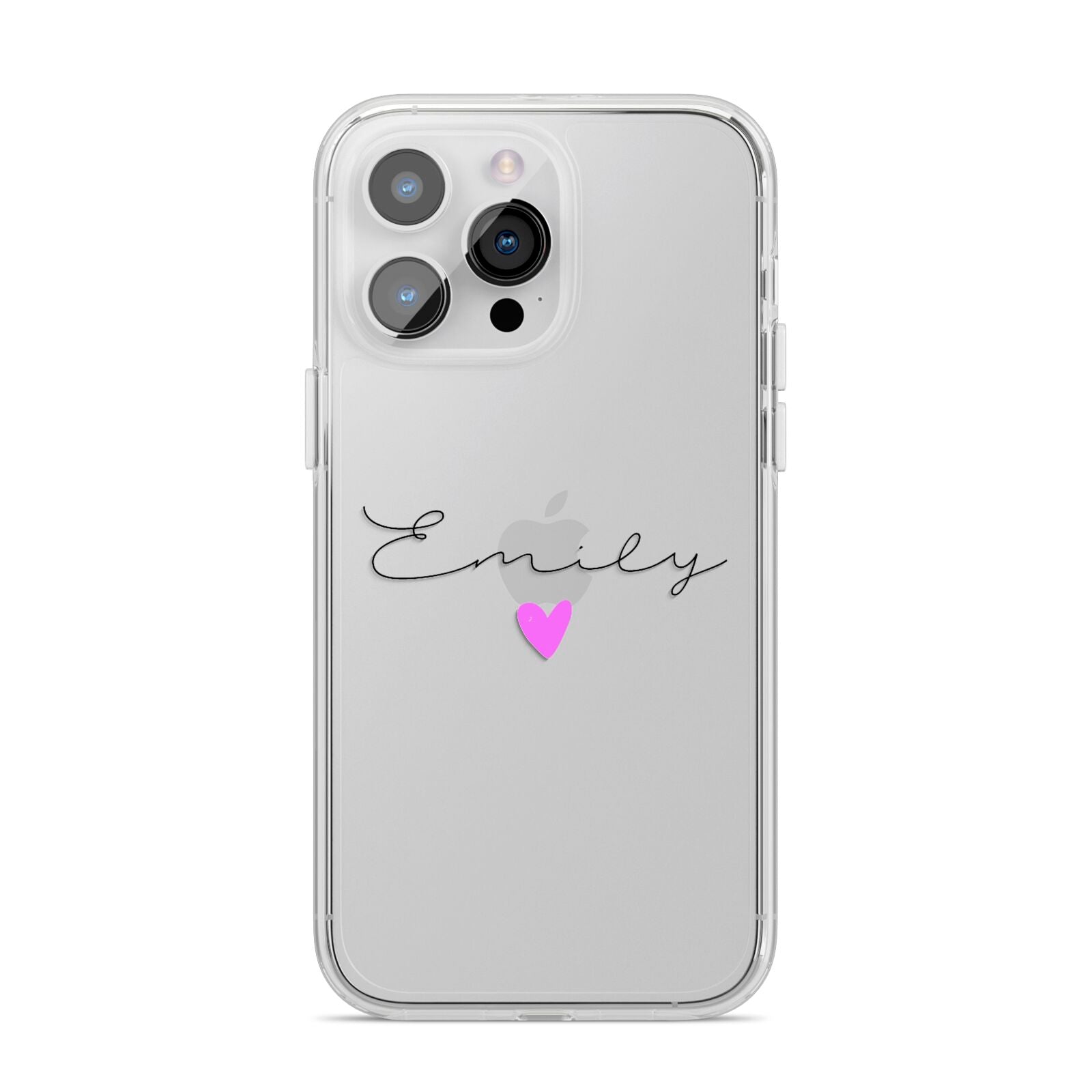 Personalised Handwritten Name Heart Clear Custom iPhone 14 Pro Max Clear Tough Case Silver
