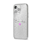 Personalised Handwritten Name Heart Clear Custom iPhone 14 Pro Max Glitter Tough Case Silver Angled Image
