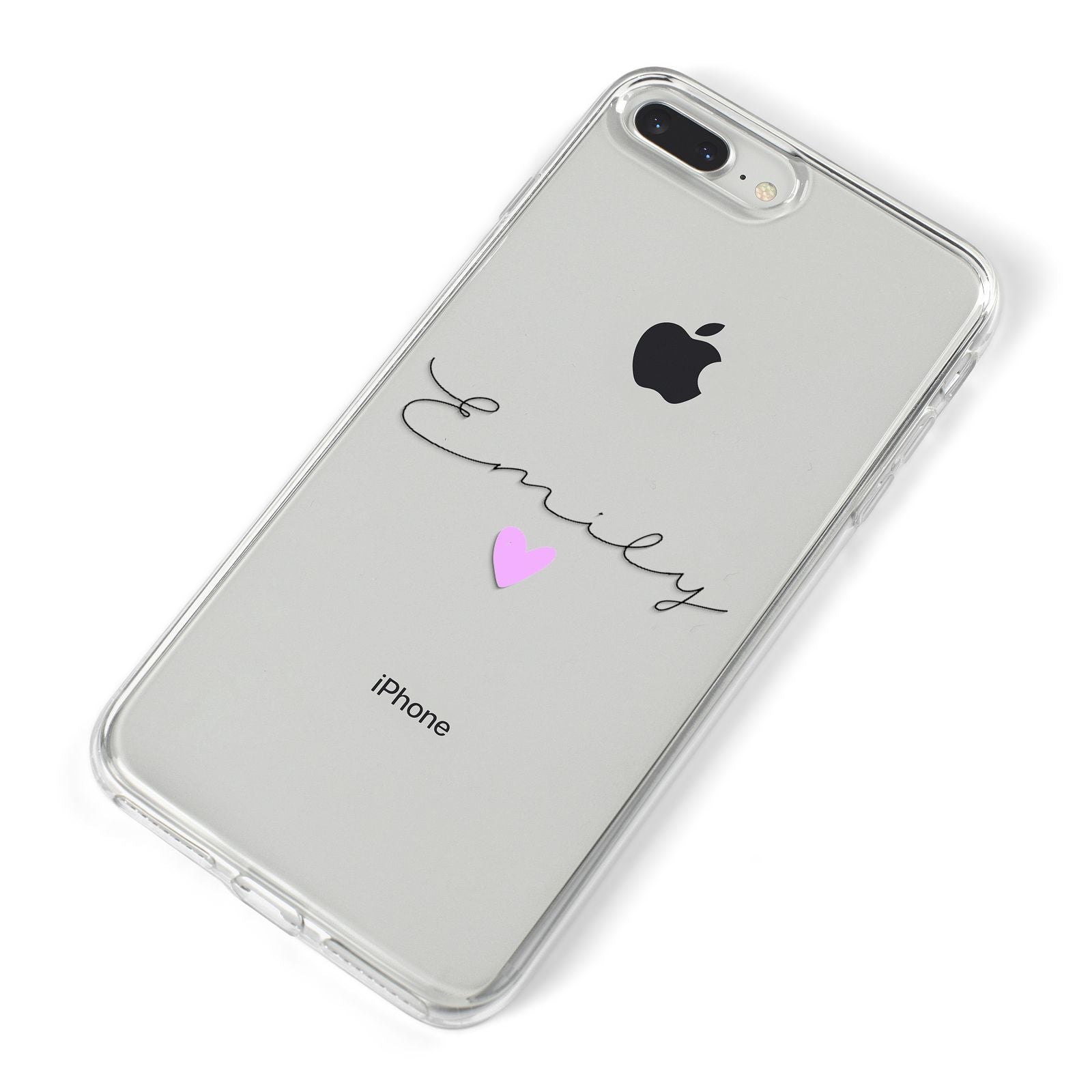 Personalised Handwritten Name Heart Clear Custom iPhone 8 Plus Bumper Case on Silver iPhone Alternative Image