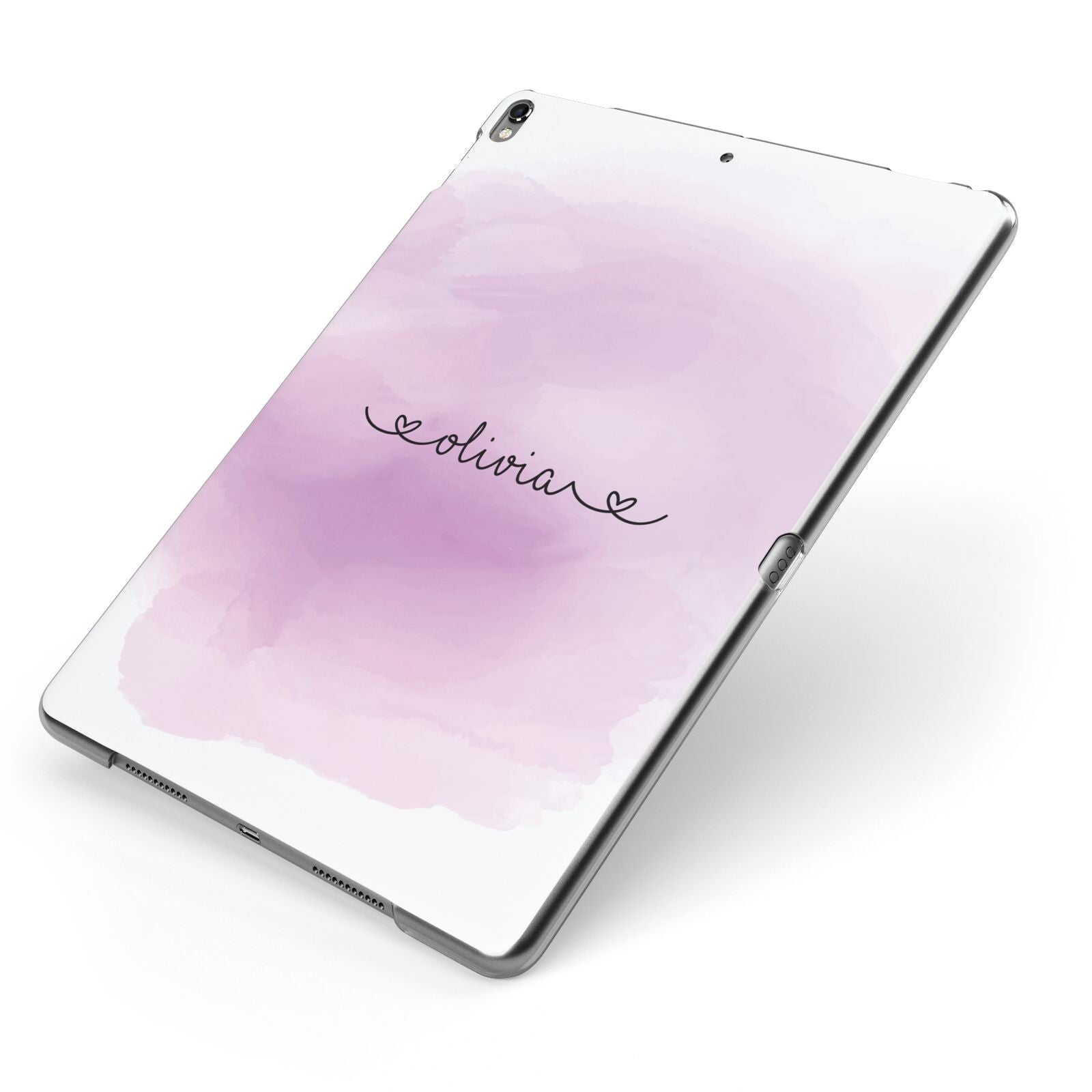 Personalised Handwritten Name Hearts Apple iPad Case on Grey iPad Side View
