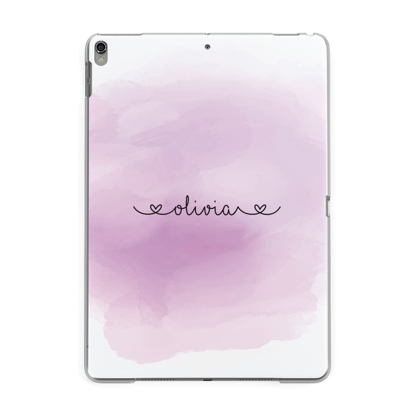 Personalised Handwritten Name Hearts Apple iPad Grey Case